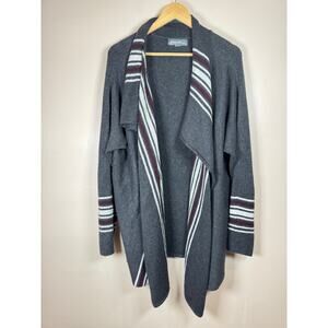 Eddie Bauer Women’s Plus Size Cardigan Long Gray Robe Striped Cozy 2XL Soft